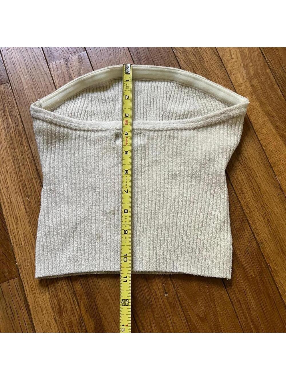 Cream ribbed sparkly knit tube top, size XS #knit #tubetop - Picture 3 of 7